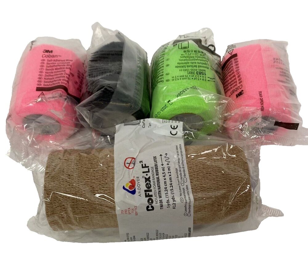 Andover Coflex LF 6"x5yrds (1pc) and 3M Coban  3"x5yrds (4pcs) Cohesive Bondages
